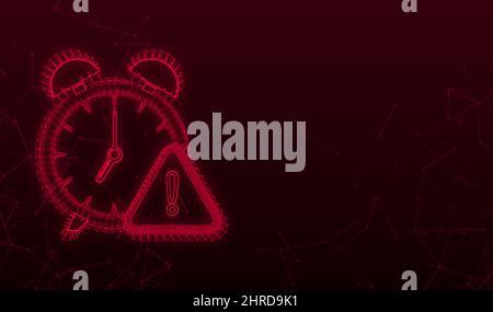 Icona Plexus vintage con allarme rosso sui mezzitoni. Icona della campana di notifica. Illustrazione Vettoriale