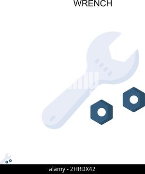 Icona vettoriale semplice per chiave inglese. Modello di disegno del simbolo di illustrazione per l'elemento dell'interfaccia utente mobile Web. Illustrazione Vettoriale