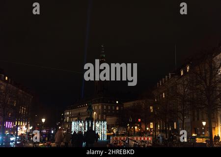 Passeggiata serale a Copenaghen in Danimarca durante il festival delle luci Foto Stock