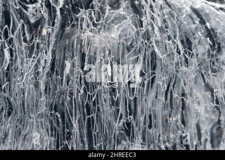 Primo piano della texture della scultura di ghiaccio, Sapporo, Prefettura di Hokkaido, Giappone Foto Stock