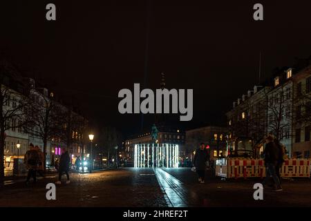 Passeggiata serale a Copenaghen in Danimarca durante il festival delle luci Foto Stock