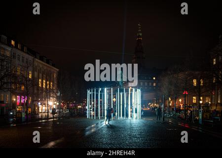 Passeggiata serale a Copenaghen in Danimarca durante il festival delle luci Foto Stock