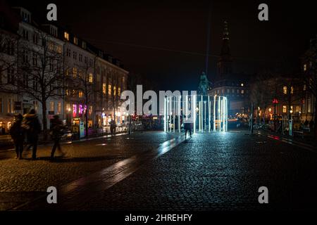 Passeggiata serale a Copenaghen in Danimarca durante il festival delle luci Foto Stock