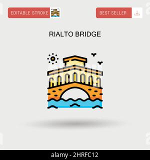 Ponte di Rialto semplice icona vettoriale. Illustrazione Vettoriale