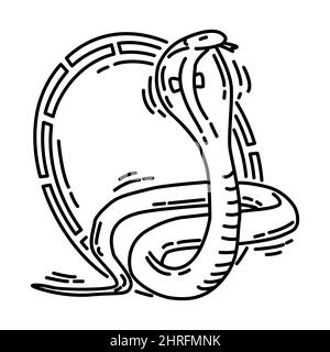 Snake Feng Shui Symbols parte degli accessori cinesi di Capodanno e Feng Shui Symbols disegno a mano icona Set Vector. Illustrazione Vettoriale