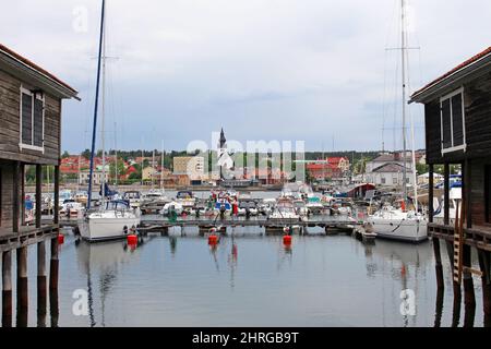Bellissimo scatto del porto svedese a Hudiksvall in Svezia Foto Stock