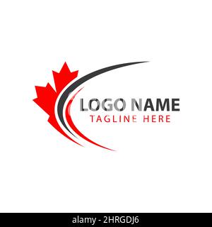 Modern Canada Maple Leaf Logo Design per Canadian Company e Business Sign Template Illustrazione Vettoriale