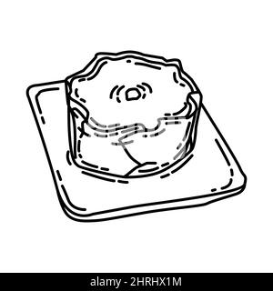 Nian Gao parte di Capodanno cinese cibi tradizionali, frutta e bevande disegno a mano icona set Vector. Illustrazione Vettoriale