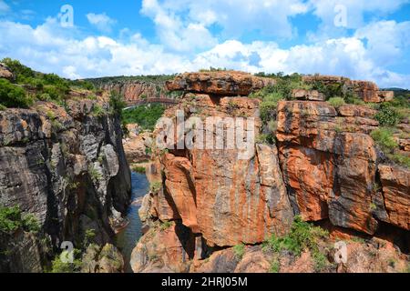 Bourke's Luck Potholes formazioni geologiche, Blyde River Canyon Area, River Bridge, Mpumalanga Area, Sud Africa. Foto Stock