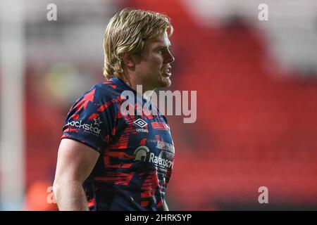 Bristol, Regno Unito. 25th Feb 2022. DaN Thomas di Bristol Bears, durante la partita a Bristol, Regno Unito il 2/25/2022. (Foto di Mike Jones/News Images/Sipa USA) Credit: Sipa USA/Alamy Live News Foto Stock