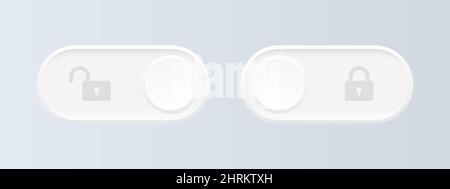 Sbloccare il cursore. Switch per l'interfaccia utente di applicazioni mobili e pagine Web. Illustrazione vettoriale. Illustrazione Vettoriale