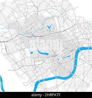 Città di Westminster, Londra, Regno Unito, mappa vettoriale dettagliata con confini della città e percorsi modificabili. Contorni bianchi per le strade principali. Molti piccoli Illustrazione Vettoriale
