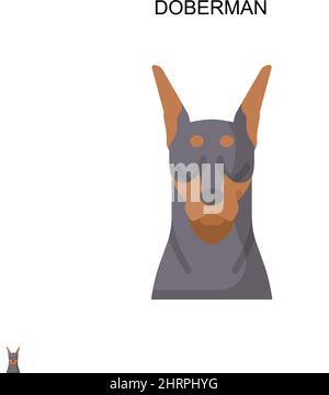 Icona vettore semplice Doberman. Modello di disegno del simbolo di illustrazione per l'elemento dell'interfaccia utente mobile Web. Illustrazione Vettoriale