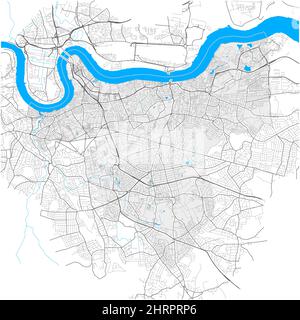 Greenwich, Greater London, Regno Unito, mappa vettoriale ad alto dettaglio con confini della città e percorsi modificabili. Contorni bianchi per le strade principali. Molti più piccoli Illustrazione Vettoriale