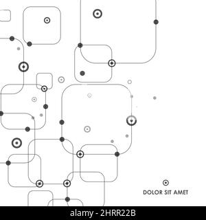 Quadrati neri collegati su sfondo bianco Illustrazione Vettoriale