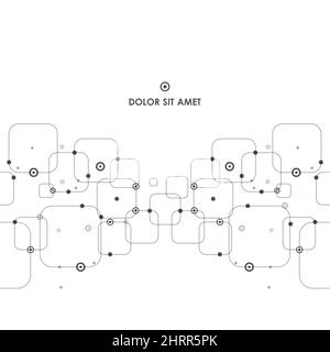Quadrati neri collegati su sfondo bianco Illustrazione Vettoriale