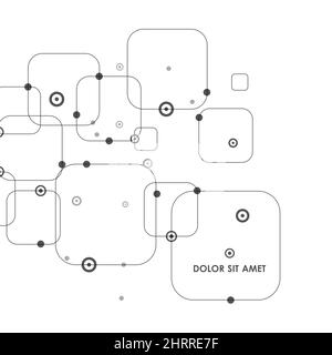 Quadrati neri collegati su sfondo bianco Illustrazione Vettoriale
