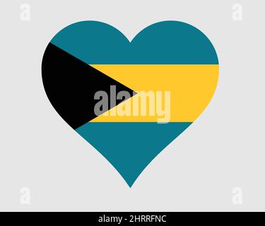 La Bandiera del cuore delle Bahamas. Bahamian Love Shape Country Nation National Flag. Simbolo del cartello icona del Commonwealth delle Bahamas. Illustrazione del vettore EPS Illustrazione Vettoriale