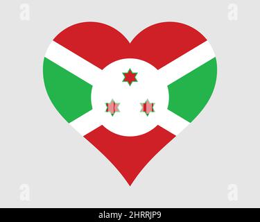 Burundi bandiera del cuore. Burundese Love Shape Country Nation National Flag. Repubblica del Burundi icona segno simbolo. Illustrazione del vettore EPS. Illustrazione Vettoriale