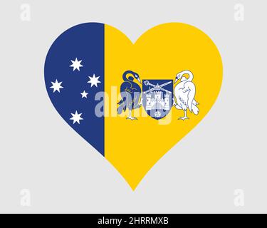 Bandiera del cuore del territorio della capitale Australiana. ACT Love Shape Flag. Federal Capital Territory (FCT) of Australia icona del banner segno simbolo clipart. EPS VECTO Illustrazione Vettoriale