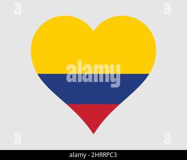 Colombia bandiera del cuore. Colombiano Love Shape Country Nation National Flag. Repubblica di Colombia icona banner segno simbolo. Illustrazione del vettore EPS. Illustrazione Vettoriale