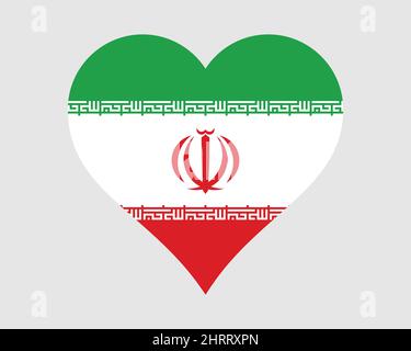 Iran Bandiera cuore iraniano. Persia Persia Persian Love Shape Country Nation National Flag. Repubblica Islamica dell'Iran icona del banner segno simbolo. Illustrazione del vettore EPS Illustrazione Vettoriale