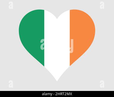 Bandiera del cuore dell'Irlanda. Bandiera nazionale irlandese Love Shape Country Nation. Repubblica di Irlanda icona banner simbolo. Illustrazione del vettore EPS. Illustrazione Vettoriale