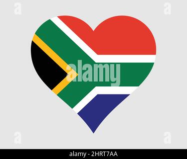 Bandiera del cuore del Sudafrica. South African Love Shape Country Nation National Flag. Repubblica del Sud Africa icona banner segno simbolo. Illustrazione del vettore EPS Illustrazione Vettoriale