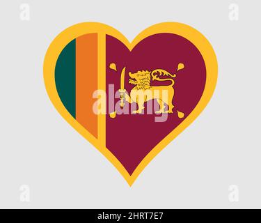 Sri Lanka Flag cuore. Sri Lanka Love Shape Country Nation bandiera nazionale. Repubblica Socialista democratica dello Sri Lanka icona segno simbolo. Vet. EPS Illustrazione Vettoriale