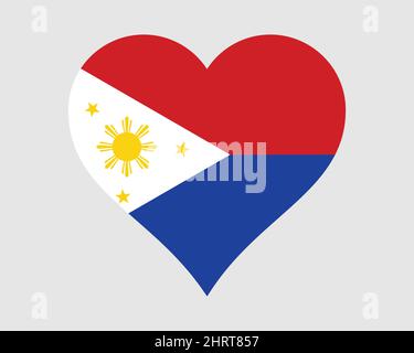 Filippine cuore Bandiera. Filipino Love Shape Country Nation National Flag. Repubblica delle Filippine icona banner segno simbolo. Illustrazione del vettore EPS Illustrazione Vettoriale