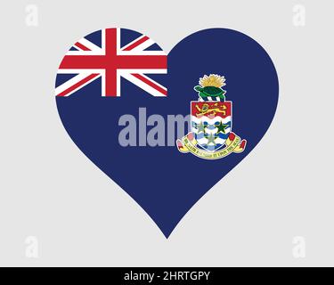 Cayman Islands bandiera di cuore. Caymans Love Shape Flag. British Overseas Territory Banner icona segno simbolo clipart. Illustrazione del vettore EPS. Illustrazione Vettoriale