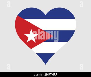 Bandiera del cuore di Cuba. Cuba Love Shape Country Nation Bandiera Nazionale. Repubblica di Cuba icona banner segno simbolo. Illustrazione del vettore EPS. Illustrazione Vettoriale