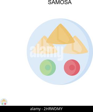 Samosa semplice icona vettoriale. Modello di disegno del simbolo di illustrazione per l'elemento dell'interfaccia utente mobile Web. Illustrazione Vettoriale