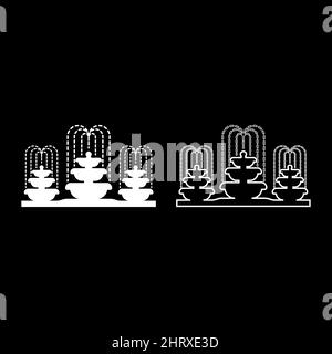 Icona Fountain stream Set colore bianco immagine vettoriale semplice riempimento solido contorno linea sottile stile piatto Illustrazione Vettoriale