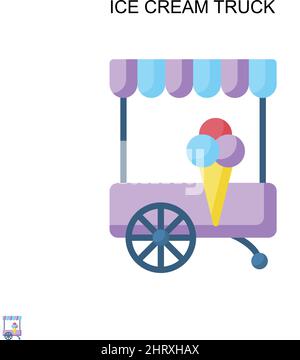 Icona vettore semplice del camion del gelato. Modello di disegno del simbolo di illustrazione per l'elemento dell'interfaccia utente mobile Web. Illustrazione Vettoriale