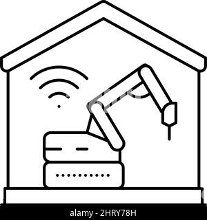 illustrazione vettoriale dell'icona della linea di costruzione delle demolizioni remote Illustrazione Vettoriale