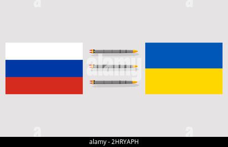 Concetto di Russia che spara missili sull'Ucraina. Illustrazione Vettoriale
