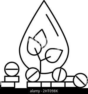 medamenti per la rappresentazione vettoriale dell'icona della linea di fitoterapia del sangue Illustrazione Vettoriale