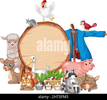 Animale con bandiera di legno illustrazione Illustrazione Vettoriale