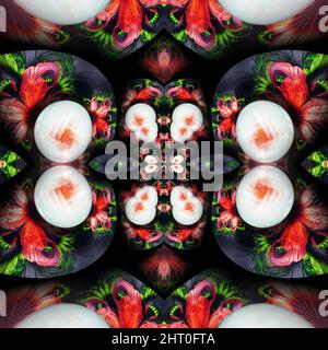 3D render di sfondo di plastica con piastrelle colorate in rilievo ornamento Foto Stock