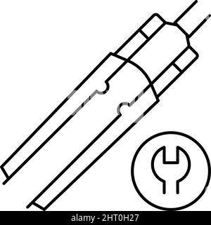 icona della linea di raddrizzatura della forcella per biciclette, illustrazione vettoriale Illustrazione Vettoriale