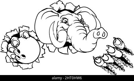 Elephant palla da bowling Sport mascotte di animale Illustrazione Vettoriale