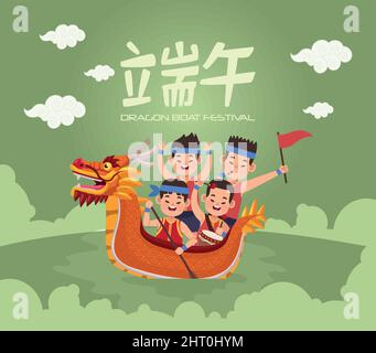 dragon boat festival persone Illustrazione Vettoriale