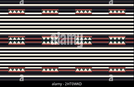 Modello Navajo senza cuciture originale realizzato in vettore. Design geometrico. Tappeto Tribal Southwestern nativo americano navajo in vero arancione, nero, verde, Whi Illustrazione Vettoriale
