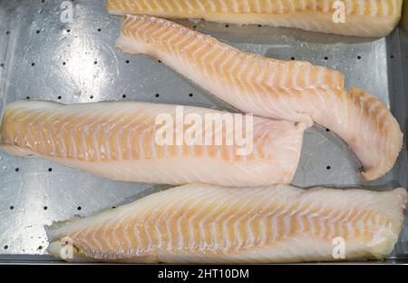 Filetto di delizioso pesce gourmet. Sfondo alimentare. Foto Stock