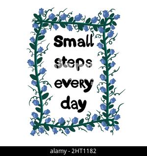 Testo messaggio fiori bacche cornice per adesivi e carte e riviste e poster, giornali e slogan Foto Stock