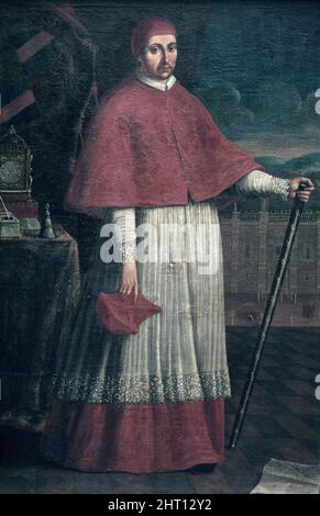 MENDOZA , PEDRO GONZALEZ DE . POLITICO Y ECLESIASTICO ESPAÑOL . GUADALAJARA 1428 - 1494. OLEO ANONIMO. Foto Stock