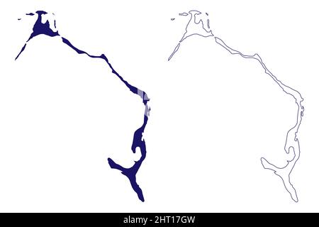 Eleuthera Island (Commonwealth delle Bahamas, Cenrtal America, Isole Caraibi) illustrazione vettoriale, schizza Cigateo mappa Illustrazione Vettoriale