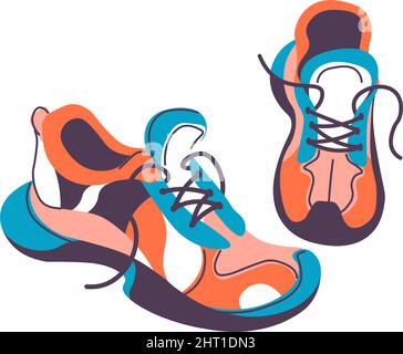 Sneaker sportive con scarpe sportive, scarpe sportive Illustrazione Vettoriale