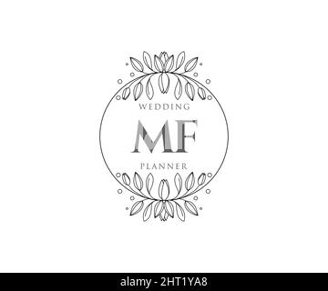 MF sigla lettera Wedding monogramma collezione loghi, disegnati a mano moderno minimalista e modelli floreali per biglietti d'invito, Salva la data, elegante Illustrazione Vettoriale